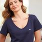 T-shirt col V Femme Marine - L'iconique